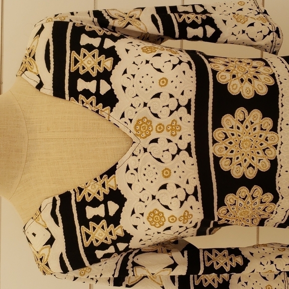 Harper small tunic dress gold black creamish white - Picture 2 of 6